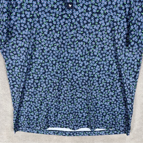 Bad Birdie Lily Lilac Performance Polo Men's XL Blue Stretch Floral Golf Shirt - Picture 5 of 12